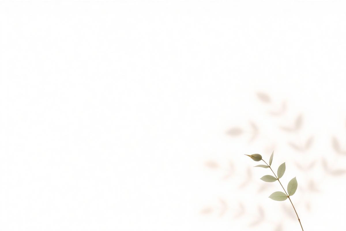 Soft sage botanical shadows on a warm ivory surface